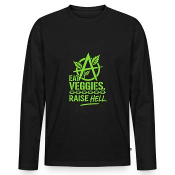 Vegan Punk Rebell Vegan Vegan Anarchist Vegan - Männer Premium Bio Langarmshirt - Schwarz - Vorne - Nico (187cm)