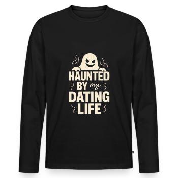 Rupture fantomatique-humour-rencontre-erreur-célibataire - T-shirt manches longues Premium bio Homme - noir - Devant - Nico (187cm)