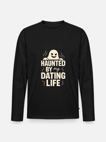 Ghostly breakup-humor-dating-mistake-single - Men's Premium Organic Long Sleeve Shirt - black