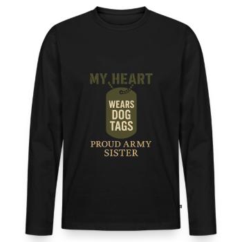 Fière armée sœur militaire frère sœur service famille - T-shirt manches longues Premium bio Homme - noir - Devant - Nico (187cm)