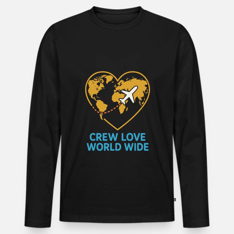 Flugbegleiter Kabinencrew Leben Luftfahrt - Männer Premium Bio Langarmshirt - Schwarz