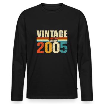 2005 vintage vintage cadeau d’anniversaire rétro - T-shirt manches longues Premium bio Homme - noir - Devant - Nico (187cm)