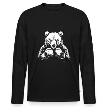 Grizzly Bär Boxer Boxen MMA Kampfsport - Männer Premium Bio Langarmshirt - Schwarz - Vorne - Nico (187cm)