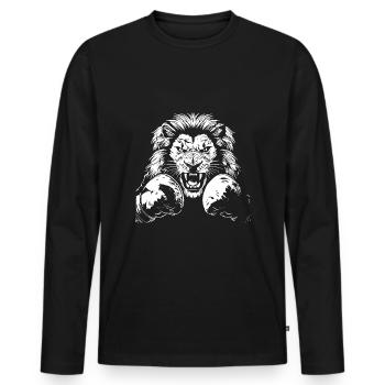 Lion Boxer Boxe MMA Arts Martiaux - T-shirt manches longues Premium bio Homme - noir - Devant - Nico (187cm)