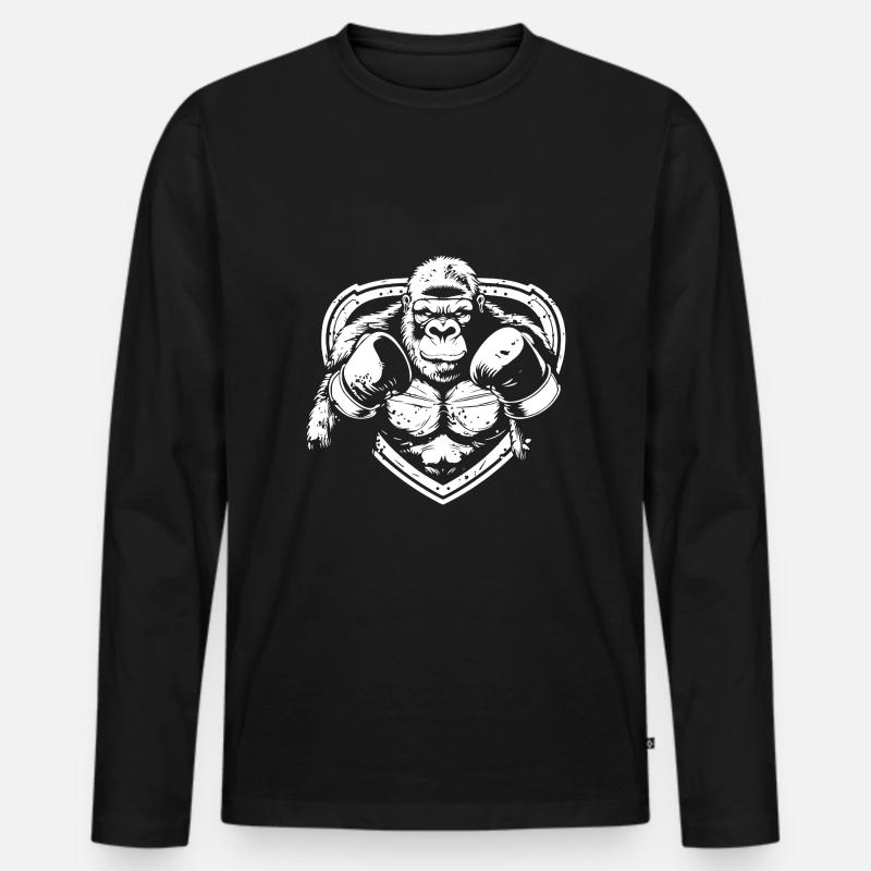 Gorilla Boxer Fighter - Männer Premium Bio Langarmshirt - Schwarz