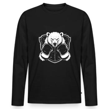 Ours polaire Ours polaire Boxer chasseur - T-shirt manches longues Premium bio Homme - noir - Devant - Nico (187cm)