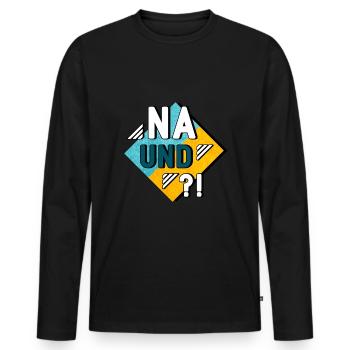 So what - Men's Premium Organic Long Sleeve Shirt - black - Front - Nico (187cm)