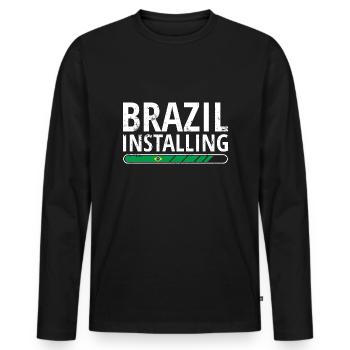 Brazil Flag Brazilian Flag South America - Men's Premium Organic Long Sleeve Shirt - black - Front - Nico (187cm)