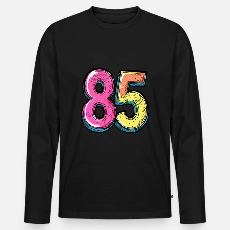 85 Zahl Bunt - Männer Premium Bio Langarmshirt - Schwarz