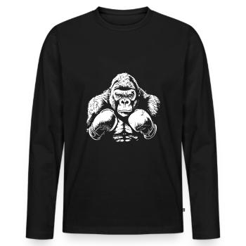 Gorilla Boxer Boxe MMA Arts Martiaux - T-shirt manches longues Premium bio Homme - noir - Devant - Nico (187cm)