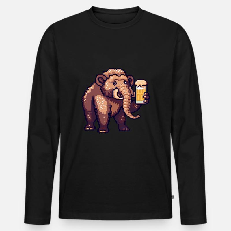 Mammut Pixel Bier - Männer Premium Bio Langarmshirt - Schwarz