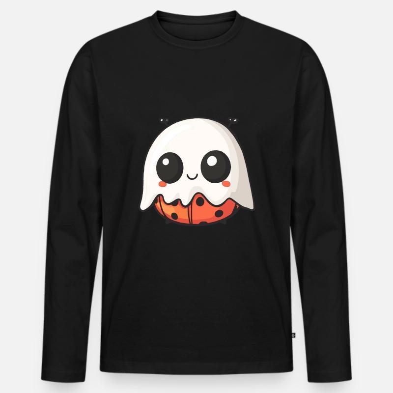 Ladybug Halloween Comic Ghost - Men's Premium Organic Long Sleeve Shirt - black