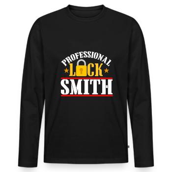 Professional locksmith - locksmith - Men's Premium Organic Long Sleeve Shirt - black - Front - Nico (187cm)