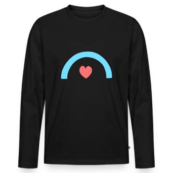 Coeur Arc Forme Symbole Formes Rouge Bleu - T-shirt manches longues Premium bio Homme - noir - Devant - Nico (187cm)