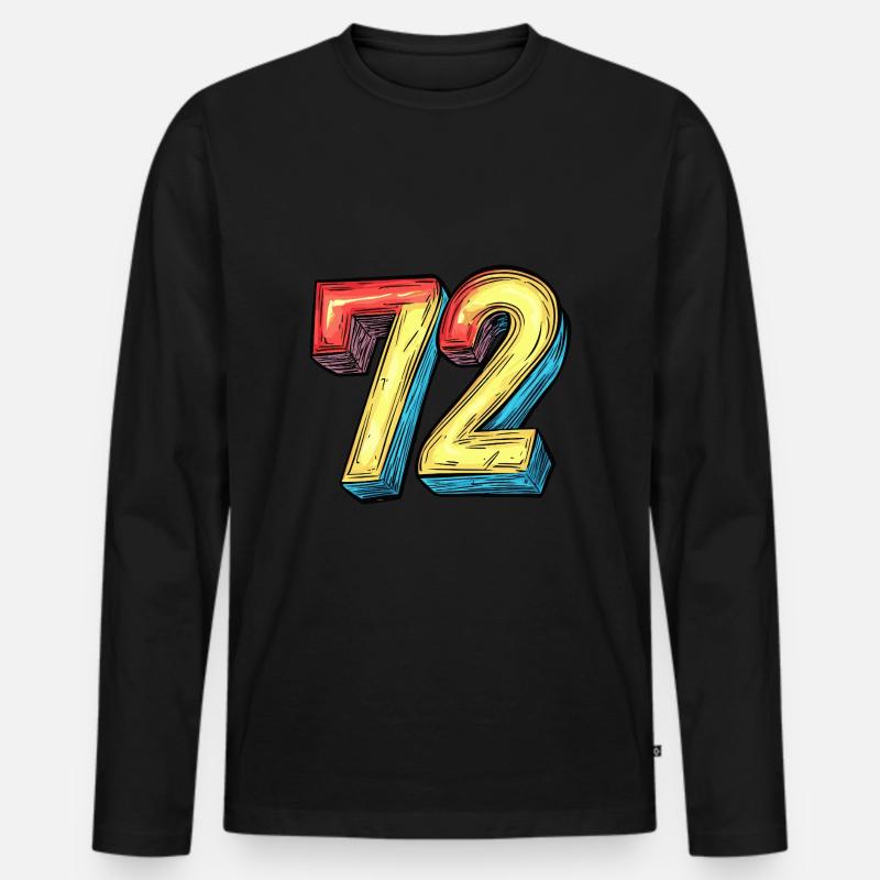 72 Zahl Bunt - Männer Premium Bio Langarmshirt - Schwarz