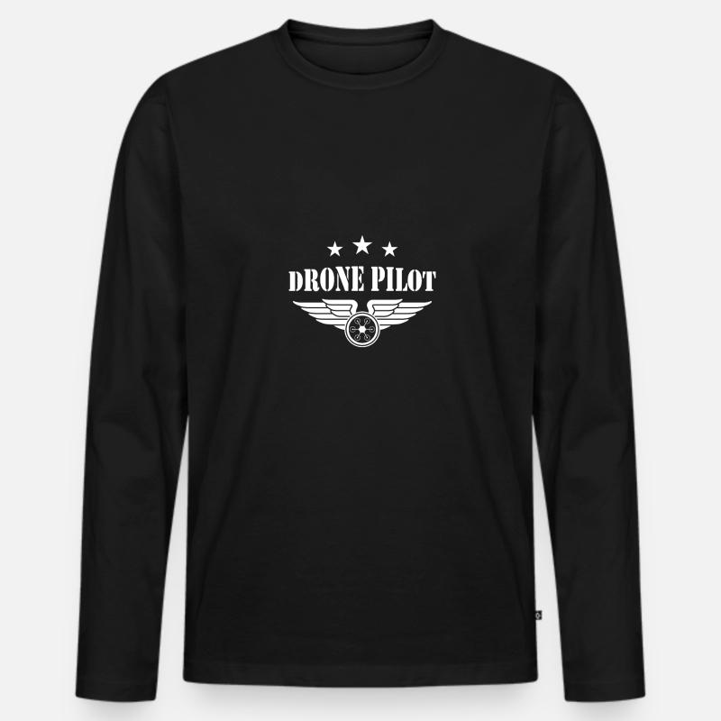 Drone Pilot - Männer Premium Bio Langarmshirt - Schwarz