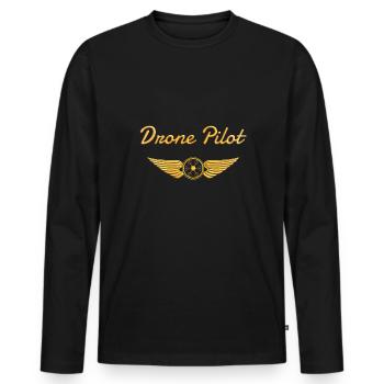 Drone Pilot Drone Flying - Men's Premium Organic Long Sleeve Shirt - black - Front - Nico (187cm)