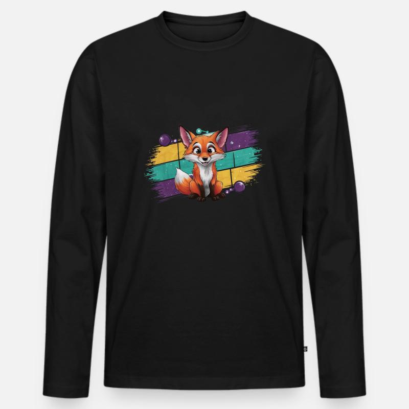 Fuchs - Illustration - Männer Premium Bio Langarmshirt - Schwarz