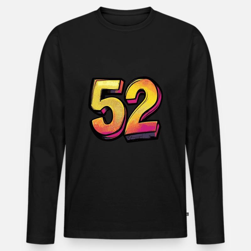 52 Zahl Bunt - Männer Premium Bio Langarmshirt - Schwarz