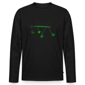green heart lines line line - Men's Premium Organic Long Sleeve Shirt - black - Front - Nico (187cm)