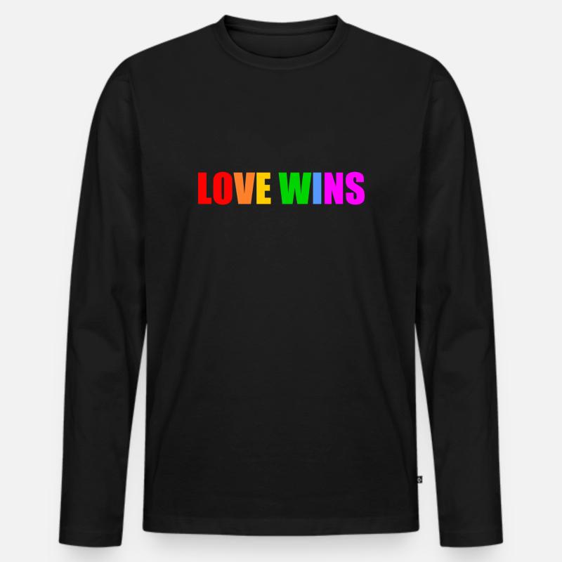 Love wins - Männer Premium Bio Langarmshirt - Schwarz