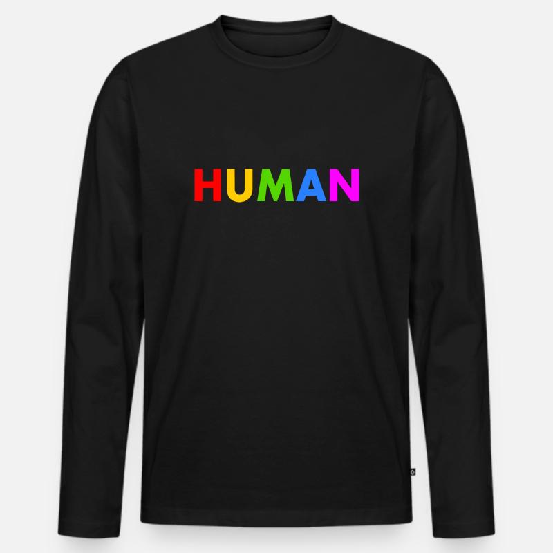 Human - Männer Premium Bio Langarmshirt - Schwarz