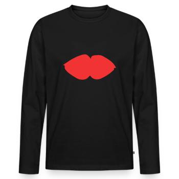 Lippen Lippe Symbol rot - Männer Premium Bio Langarmshirt - Schwarz - Vorne - Nico (187cm)