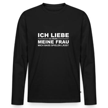Bassisten Bass E-Bass Gitarre Herren Geschenk - Männer Premium Bio Langarmshirt - Schwarz - Vorne - Nico (187cm)