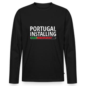 Portugal Flag Used Look Portuguese Flag - Men's Premium Organic Long Sleeve Shirt - black - Front - Nico (187cm)