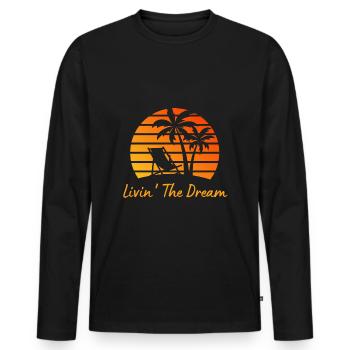 Lebe Deinen Traum Strand Palmen Urlaub Sonne Spass - Männer Premium Bio Langarmshirt - Schwarz - Vorne - Nico (187cm)