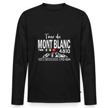 tour du mont blanc TMB randonnée rando - T-shirt manches longues Premium bio Homme - noir - Devant - Nico (187cm)