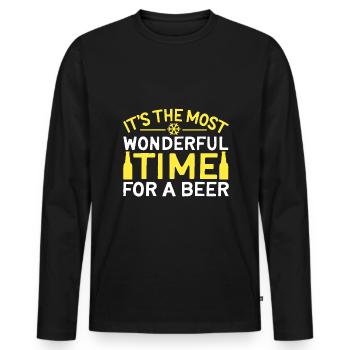Es Ist Die Schönste Zeit Für Ein Bier - Männer Premium Bio Langarmshirt - Schwarz - Vorne - Nico (187cm)