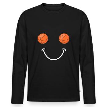 Basketball - Basketball Happy Face - Männer Premium Bio Langarmshirt - Schwarz - Vorne - Nico (187cm)
