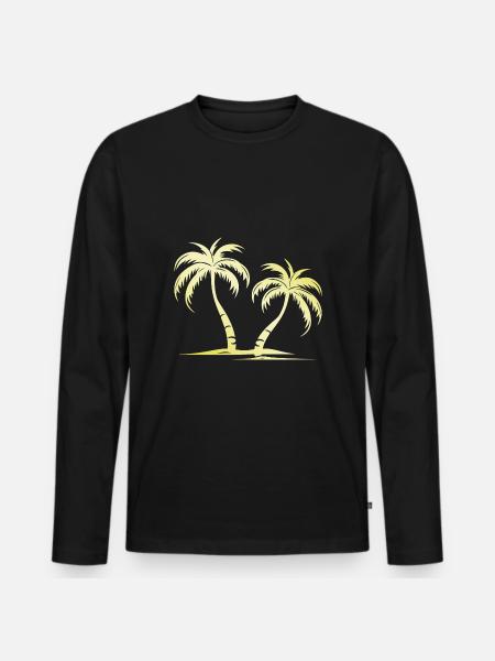 Palmen Gold - Männer Premium Bio Langarmshirt - Schwarz