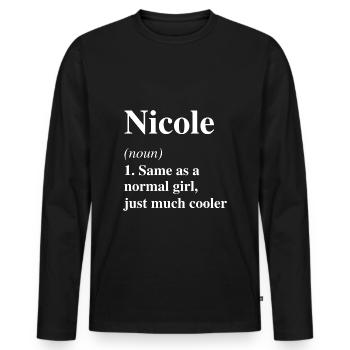 Nicole Définition Cool Nom Dire Cadeau - T-shirt manches longues Premium bio Homme - noir - Devant - Nico (187cm)