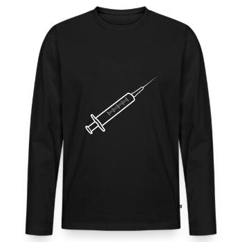 Medizinische Spritze mit Nadel Grafik weiß - Männer Premium Bio Langarmshirt - Schwarz - Vorne - Nico (187cm)