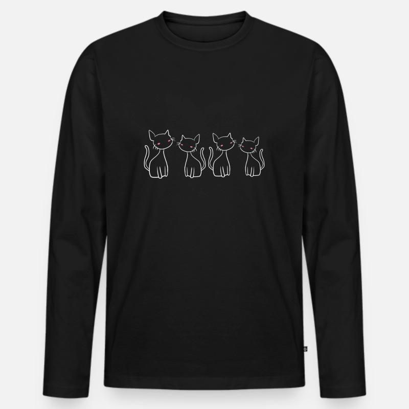 vier katzen katze symbol freunde - Männer Premium Bio Langarmshirt - Schwarz