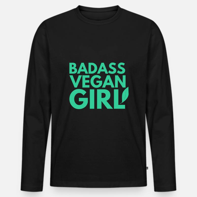 Badass Veganes Mädchen - Männer Premium Bio Langarmshirt - Schwarz
