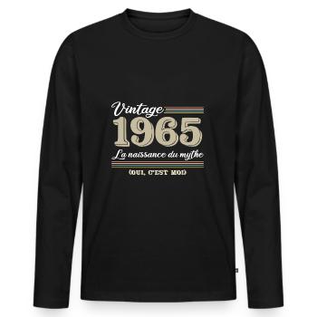 1965 année de naissance et cadeau d'anniversaire d - T-shirt manches longues Premium bio Homme - noir - Devant - Nico (187cm)