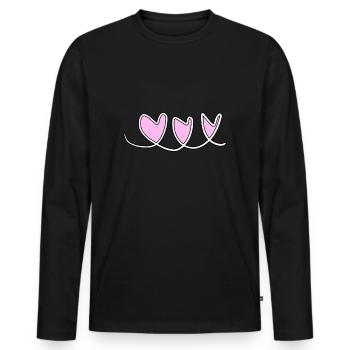 hearts heart - Men's Premium Organic Long Sleeve Shirt - black - Front - Nico (187cm)