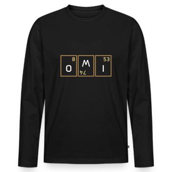 Omi (Sauerstoff, Wolfram verdreht, Iod) - Männer Premium Bio Langarmshirt - Schwarz - Vorne - Nico (187cm)