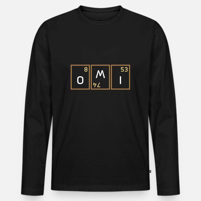 Omi (Sauerstoff, Wolfram verdreht, Iod) - Männer Premium Bio Langarmshirt - Schwarz