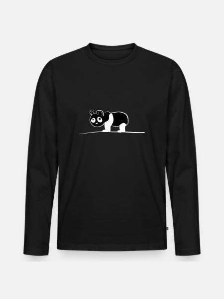 panda animal bear line - Men's Premium Organic Long Sleeve Shirt - black