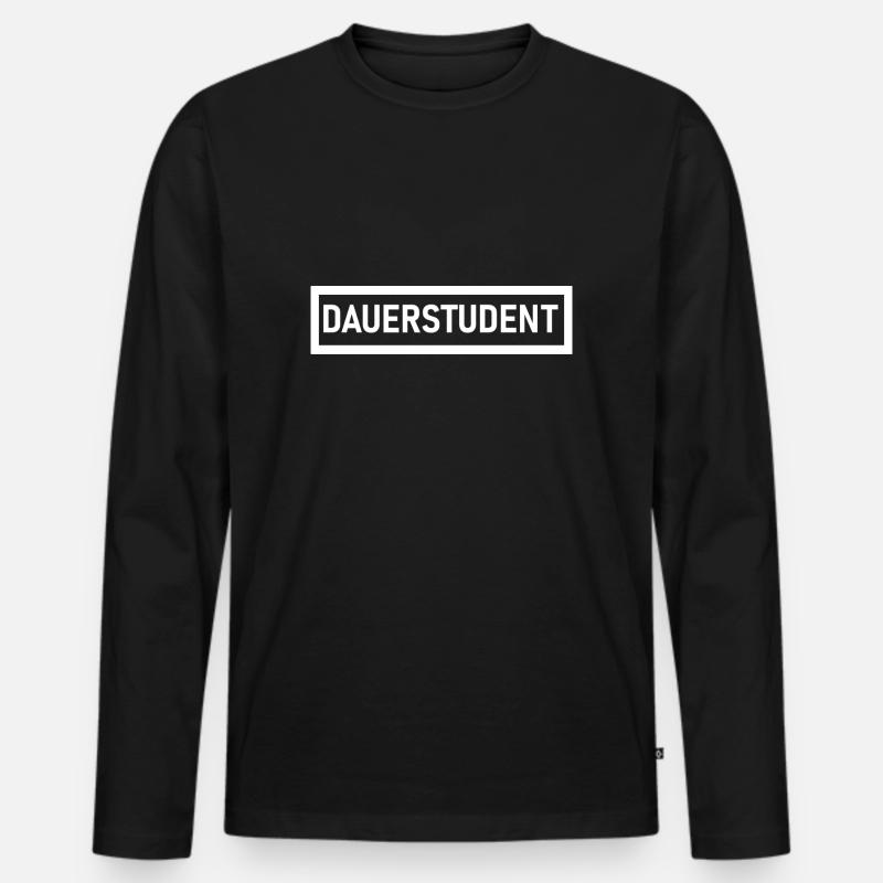 Dauerstudent weiß - Männer Premium Bio Langarmshirt - Schwarz