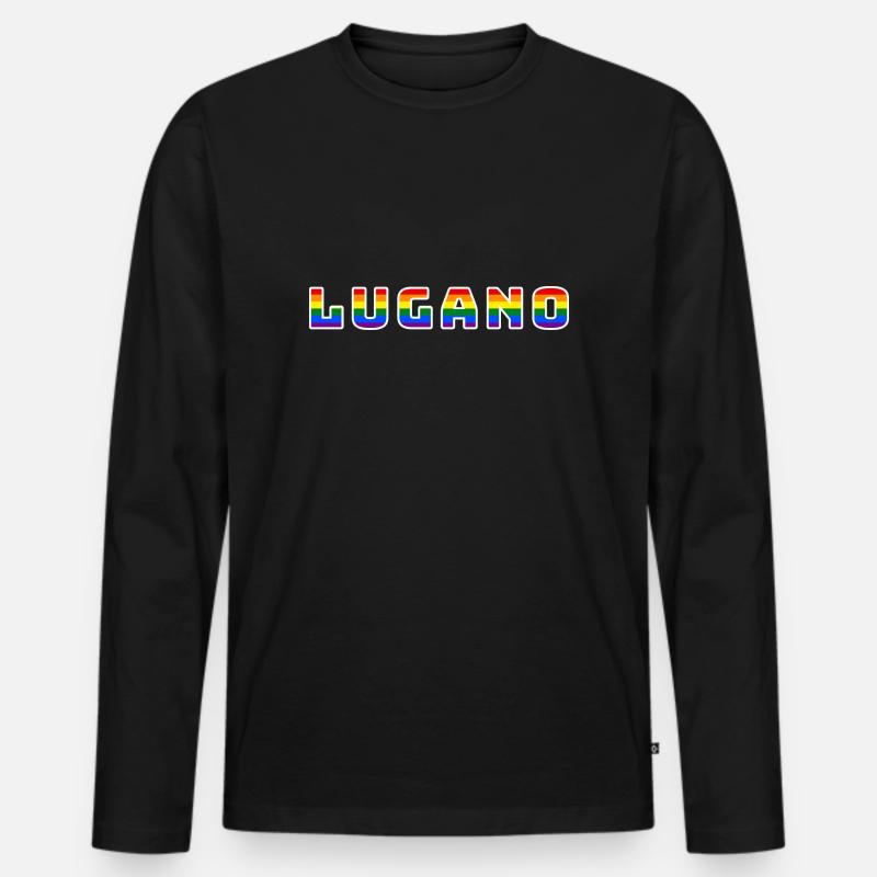 Lugano #1 - Männer Premium Bio Langarmshirt - Schwarz