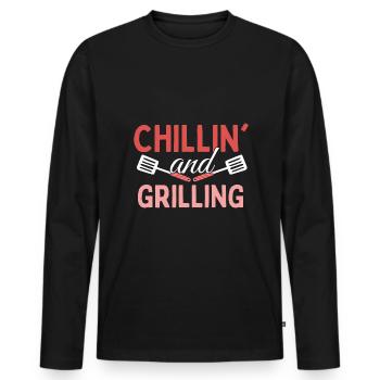 Réfrigérer et griller - Grill BBQ - T-shirt manches longues Premium bio Homme - noir - Devant - Nico (187cm)