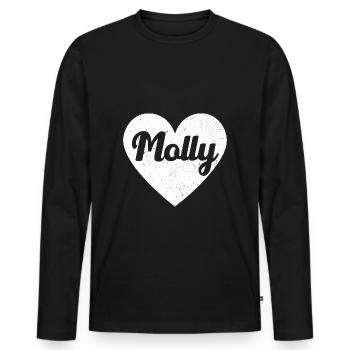 Molly Name Big Heart Love Artwork Gift - T-shirt manches longues Premium bio Homme - noir - Devant - Nico (187cm)