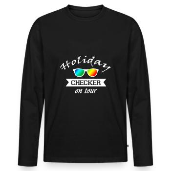 Holiday checker - cool - Men's Premium Organic Long Sleeve Shirt - black - Front - Nico (187cm)