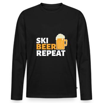 REPEAT SKI BEER - Men's Premium Organic Long Sleeve Shirt - black - Front - Nico (187cm)