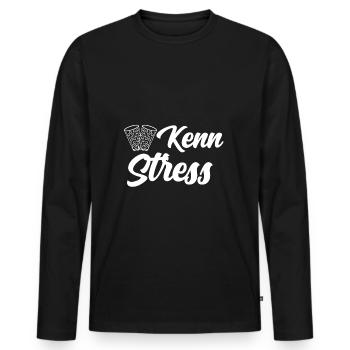 Keinen Stress - Kenn Stess - Männer Premium Bio Langarmshirt - Schwarz - Vorne - Nico (187cm)